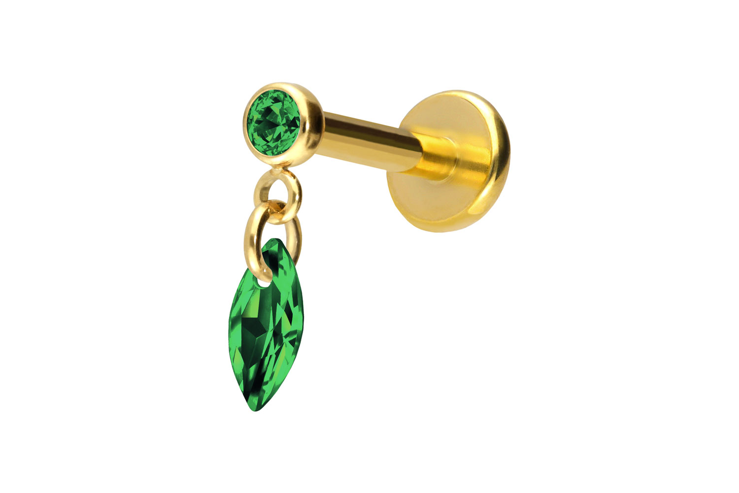 Titan Labret Piercing mit Push Fit KRISTALLOVAL